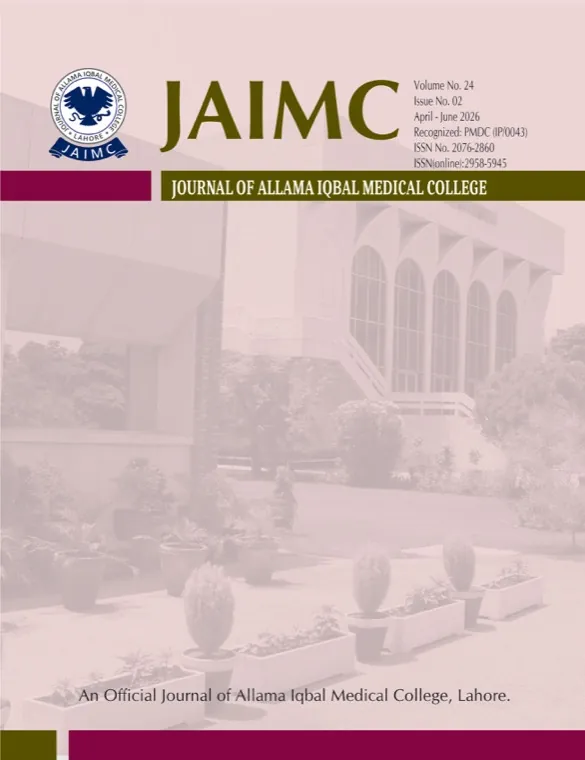JAIMC, Journal of Allama Iqbal Medical College cover, produced by Talal Publishers