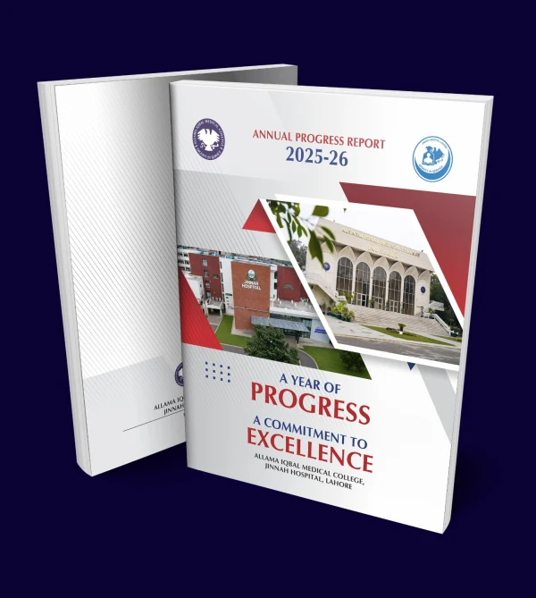 Supplied cover presentation of Allama Iqbal Medical College and Jinnah Hospital Annual Progress Report 2025–26
