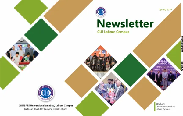 Newsletter cover artwork for COMSATS University Islamabad, Lahore Campus