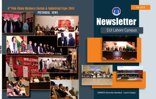 Front and back pages of the COMSATS Lahore Campus newsletter, Spring 2018