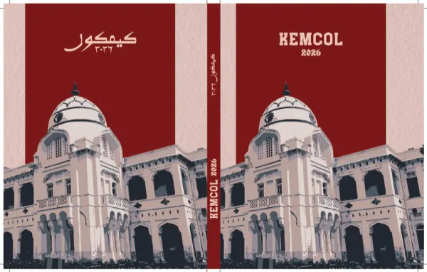 Front and back cover artwork of the KEMCOL student magazine featuring King Edward Medical University
